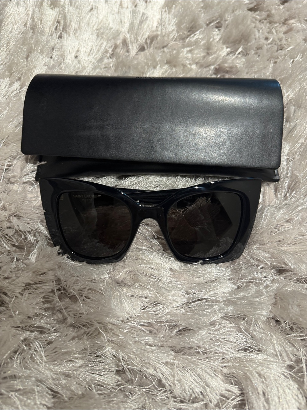 Saint Laurent Black Oversized Square/Cat Eye Sunglasses